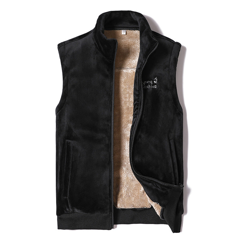 Herren Ärmellose Thermo-Fleeceweste mit Sherpa-Innenfutter und Stehkragen Nord Taschen