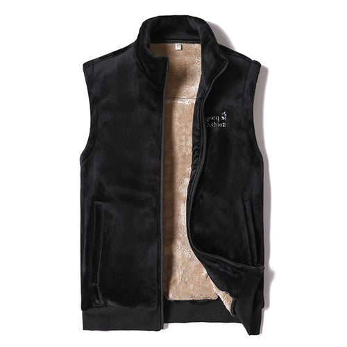 Herren Ärmellose Thermo-Fleeceweste mit Sherpa-Innenfutter und Stehkragen Nord Taschen