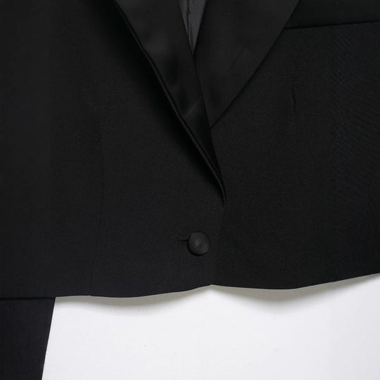 Damen Zweiteiliges Cropped-Blazer- und Maxirock-Set mit hoher Taille und hohem Beinschlitz Nord Taschen