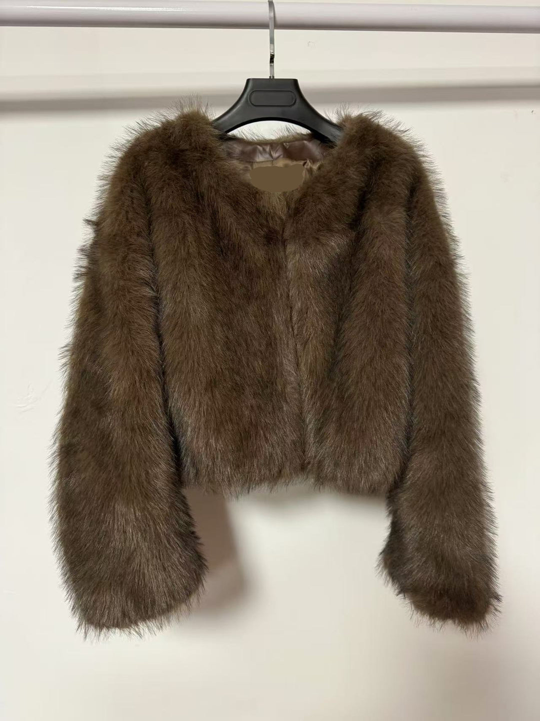 Damen Kurz geschnittene Shaggy-Faux-Fur Jacke mit kastiger Silhouette und extraweichem Hochflor Nord Taschen