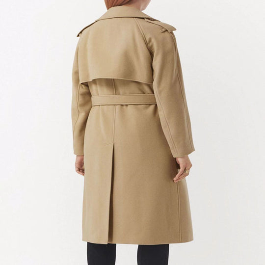 Damen Midilanger Wollmix-Longcoat mit doppelter Schulterpasse, Pattentaschen und dezenter Taillierung Nord Taschen