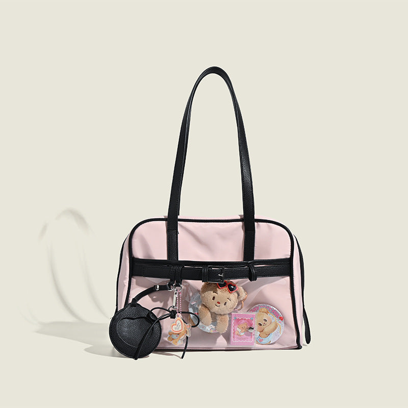 Damen modische Schultertasche mit schimmerndem Metallic-Finish und kreativen Applikationen Nord Taschen