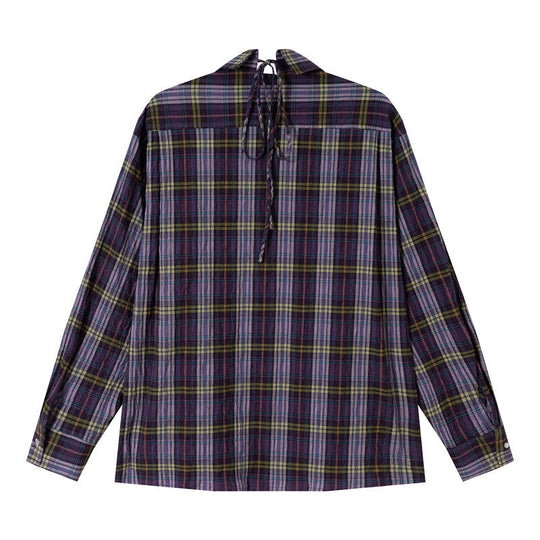 Damen Oversize-Karobluse aus leichter Baumwollmischung mit diagonalem Brusttaschen-Detail Nord Taschen