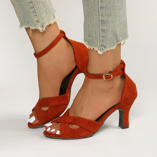 Damen elegante Sandalen mit geschlungenem Riemen und komfortablem Blockabsatz Nord Taschen