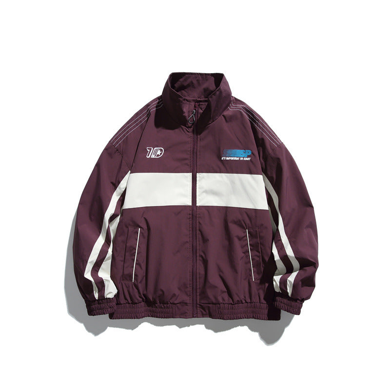 Herren Sportliche Retro-Trainingsjacke mit Streifendetail und Stehkragen Nord Taschen