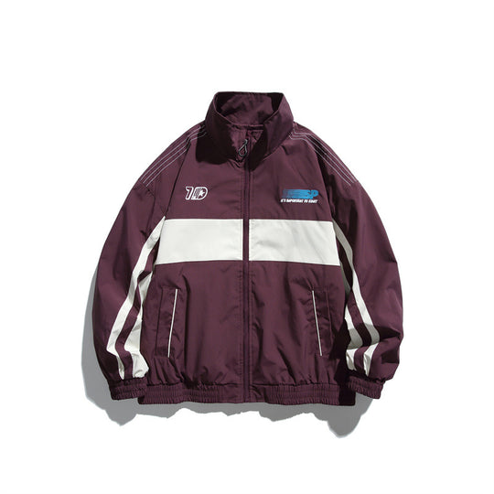 Herren Sportliche Retro-Trainingsjacke mit Streifendetail und Stehkragen Nord Taschen