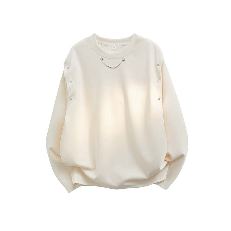 Damen Oversized Sweatshirt mit Ketten-Detail und Druckknopf-Ärmelöffnung Nord Taschen