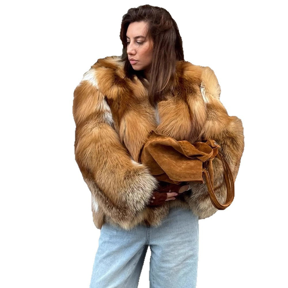 Damen Boxy-Kurzmantel im Multi-Layer Fauxfur-Look mit voluminösen Ärmeln Nord Taschen