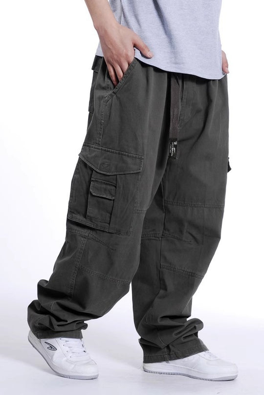 Herren Baggy-Cargohhose mit weitem Bein und Multifunktionstaschen Nord Taschen