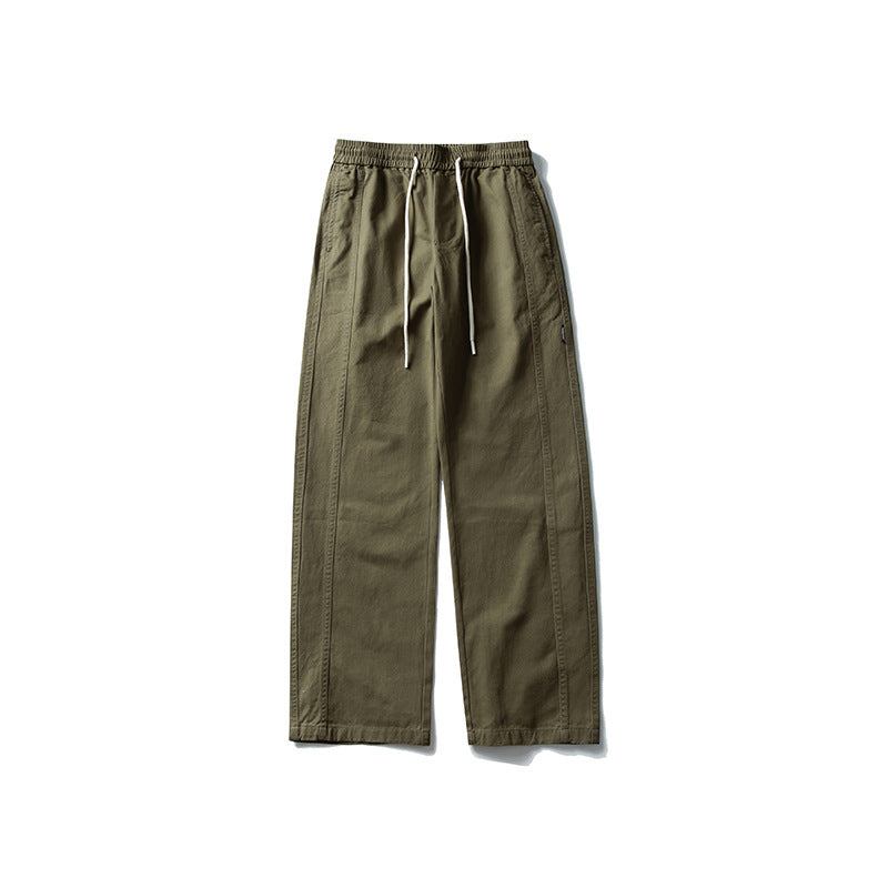 Herren Locker geschnittene Baumwoll-Canvas-Hose mit Tunnelzugbund, geradem Bein und Ziernaht-Details Nord Taschen