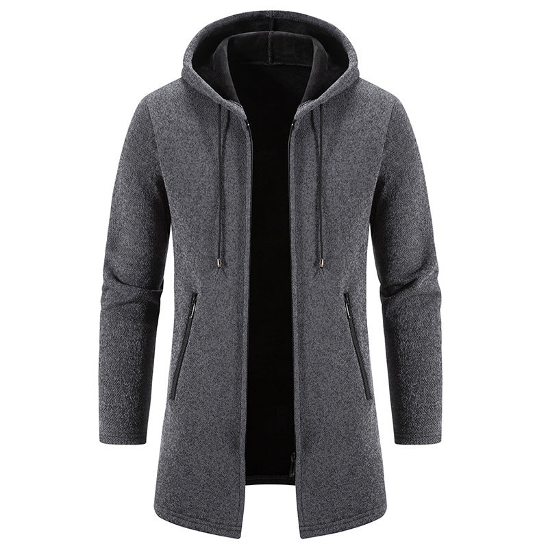 Herren praktische und stilvolle Fleecejacke mit Kapuze und Reißverschlusstaschen