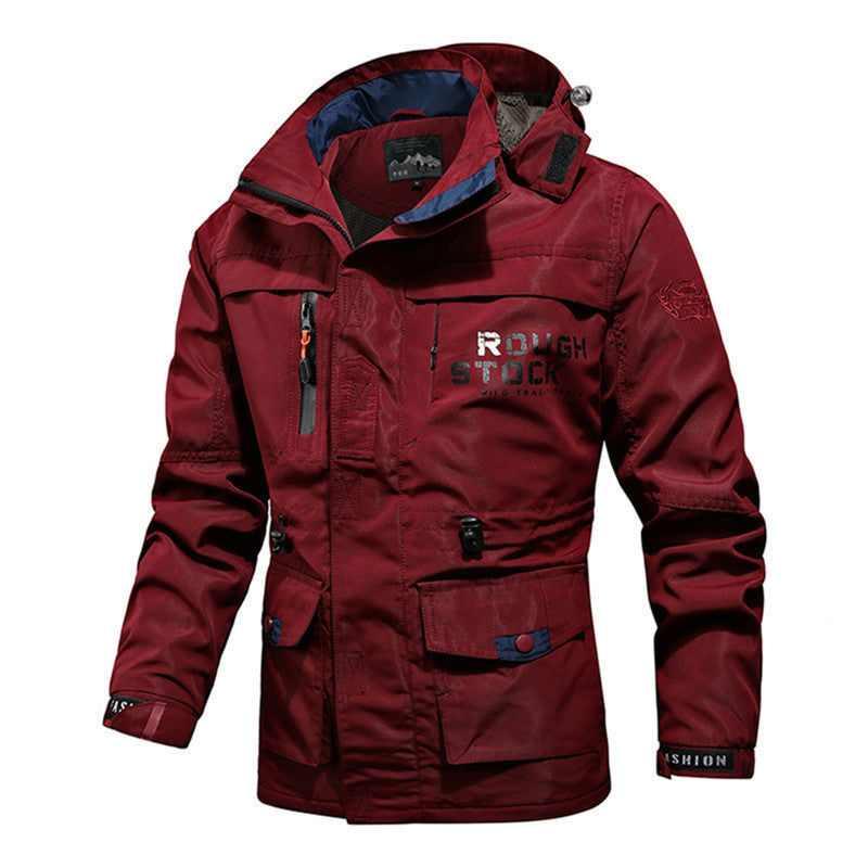 Herren robuster Canvas-Fieldparka mit Kapuze, Multifunktionstaschen und Taillenregulierung Nord Taschen