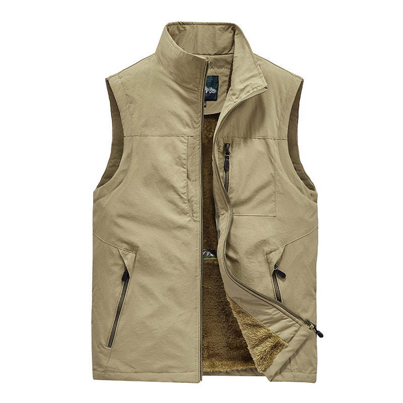 Herren Wattierte Fleecegefütterte Outdoor‑Weste mit Stehkragen und Reißverschlusstaschen Nord Taschen