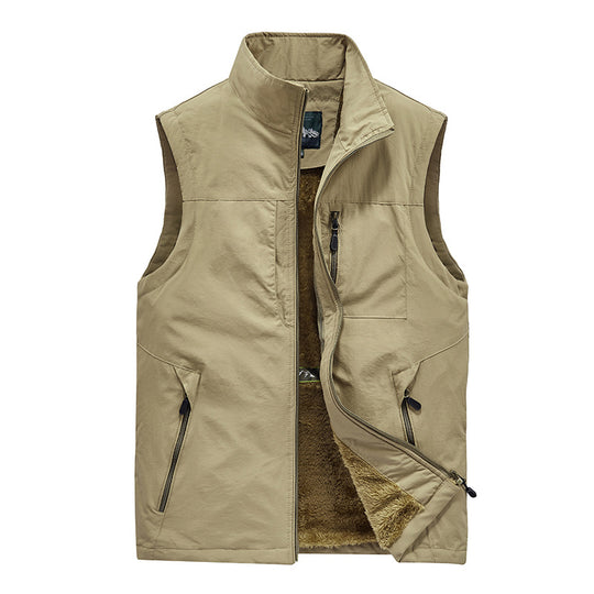 Herren Wattierte Fleecegefütterte Outdoor‑Weste mit Stehkragen und Reißverschlusstaschen Nord Taschen