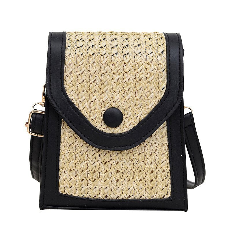 Damen Umhängetasche aus geflochtenem Material mit elegantem Klappdeckel Nord Taschen