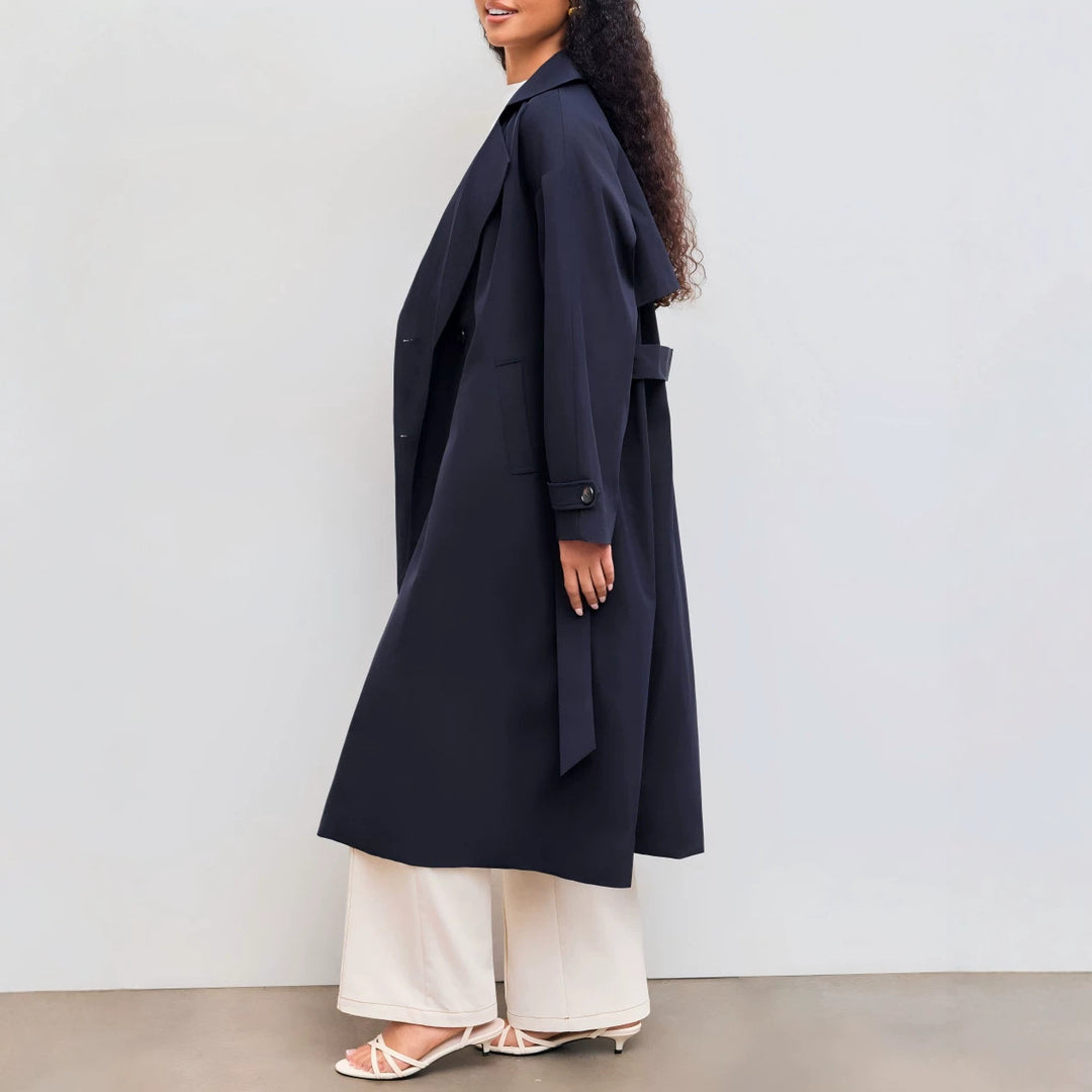 Damen Modischer Trenchcoat mit breitem Kragen Nord Taschen
