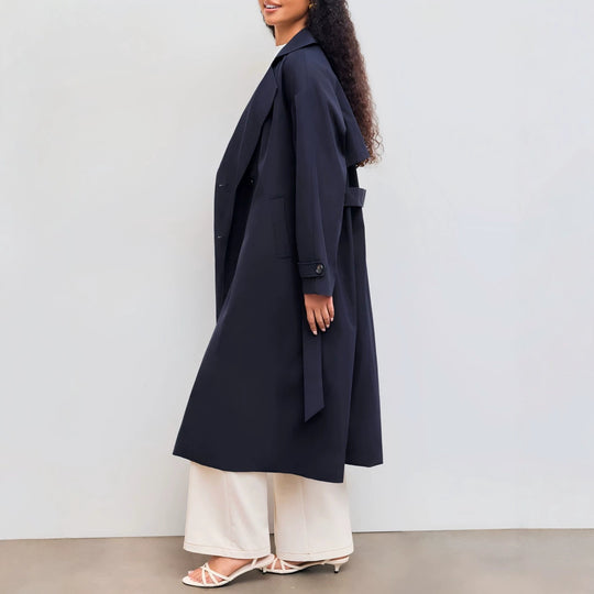 Damen Modischer Trenchcoat mit breitem Kragen Nord Taschen