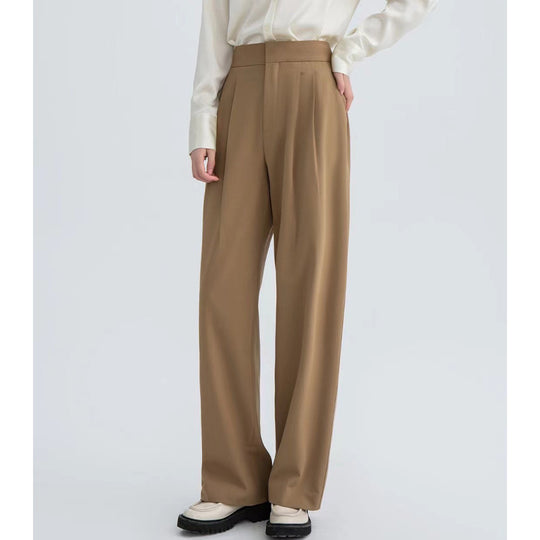 Damen Hochtaillierte Plissee-Bundhose mit weitem Bein Nord Taschen