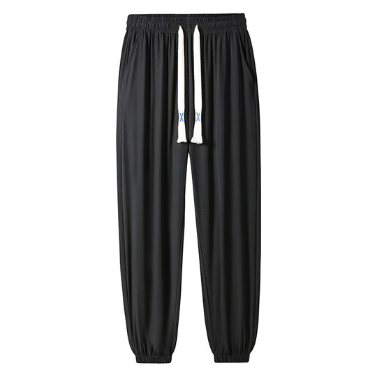 Herren Leichte Relax-Fit-Loungehose aus atmungsaktivem Jersey mit elastischem Tunnelbund, breitem Kordelzug & geripptem Beinabschluss Nord Taschen