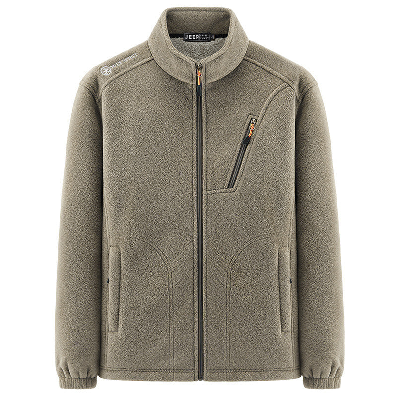 Herren Thermo‑Fleecejacke mit Sherpa‑Innenfutter, Stehkragen und Reißverschlusstaschen Nord Taschen
