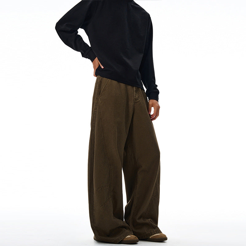 Herren Baggy-Palazzo-Hose aus schwerem Baumwoll-Canvas mit verstärkten Knieeinsätzen Nord Taschen
