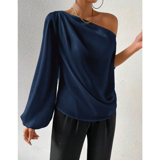 Damen elegante asymmetrische Bluse mit weiten Ärmel - Vittorelli