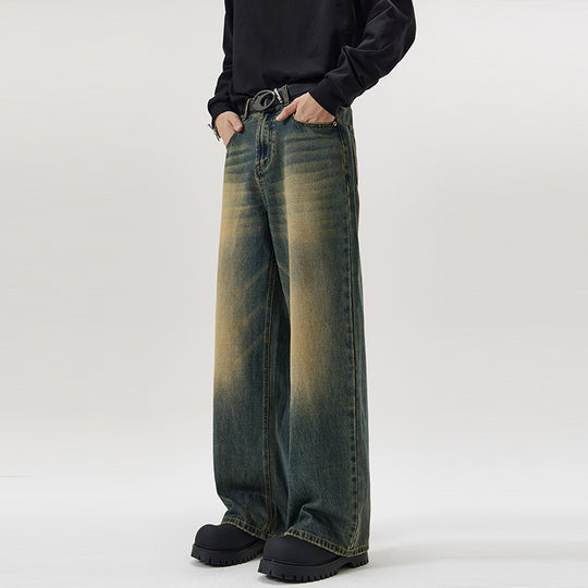 Herren Weite Vintage-Denim-Jeans mit ausgeprägtem Fade und geradem Bein Nord Taschen