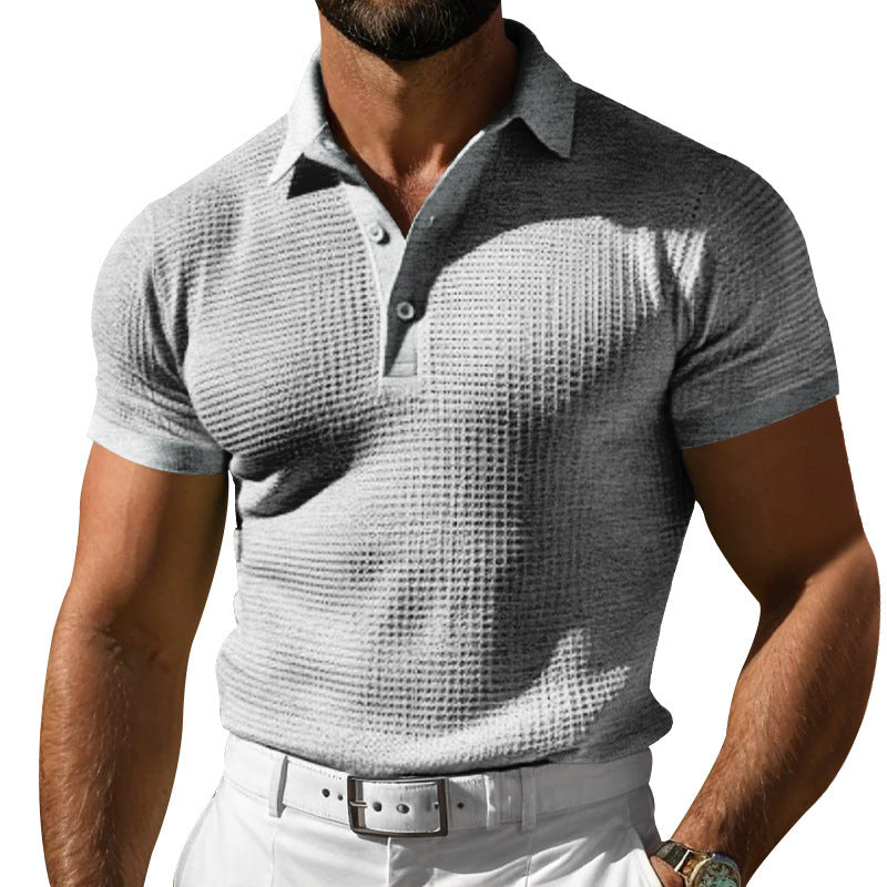 Herren nan strukturiertes Piqué-Poloshirt aus Baumwollmischung mit verstärktem Polokragen