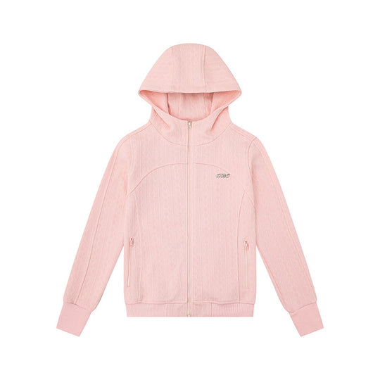Damen Kapuzen-Strickjacke mit Zopfmuster, durchgehendem Reißverschluss und Eingrifftaschen Nord Taschen