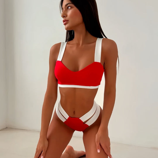 Damen Sportlicher Bikini mit kontrastierenden Farbelementen Nord Taschen