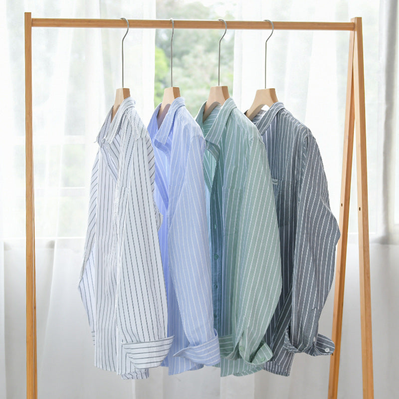 Herren Gestreiftes Layering-Overshirt aus softem Baumwollmix mit Kentkragen und aufgesetzter Brusttasche Nord Taschen