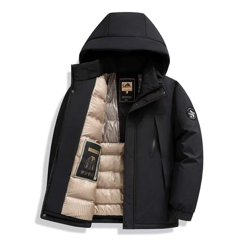 Herren Winddichte Thermo-Parka mit abnehmbarer Kapuze, Stehkragen & versteckten Reißverschlusstaschen Nord Taschen