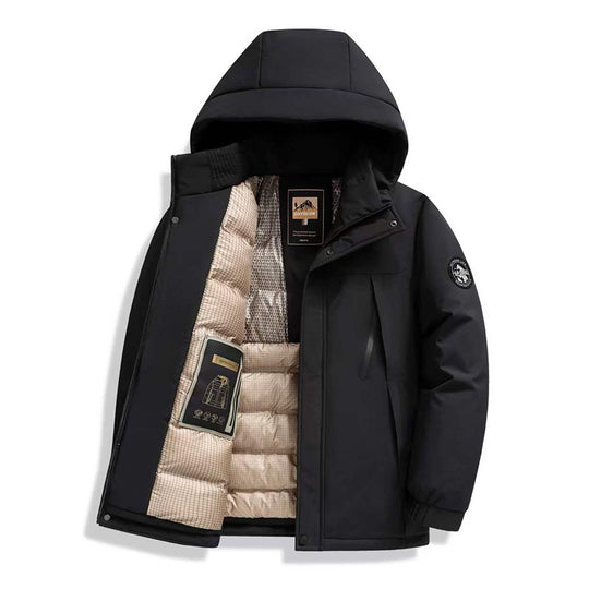Herren Winddichte Thermo-Parka mit abnehmbarer Kapuze, Stehkragen & versteckten Reißverschlusstaschen Nord Taschen