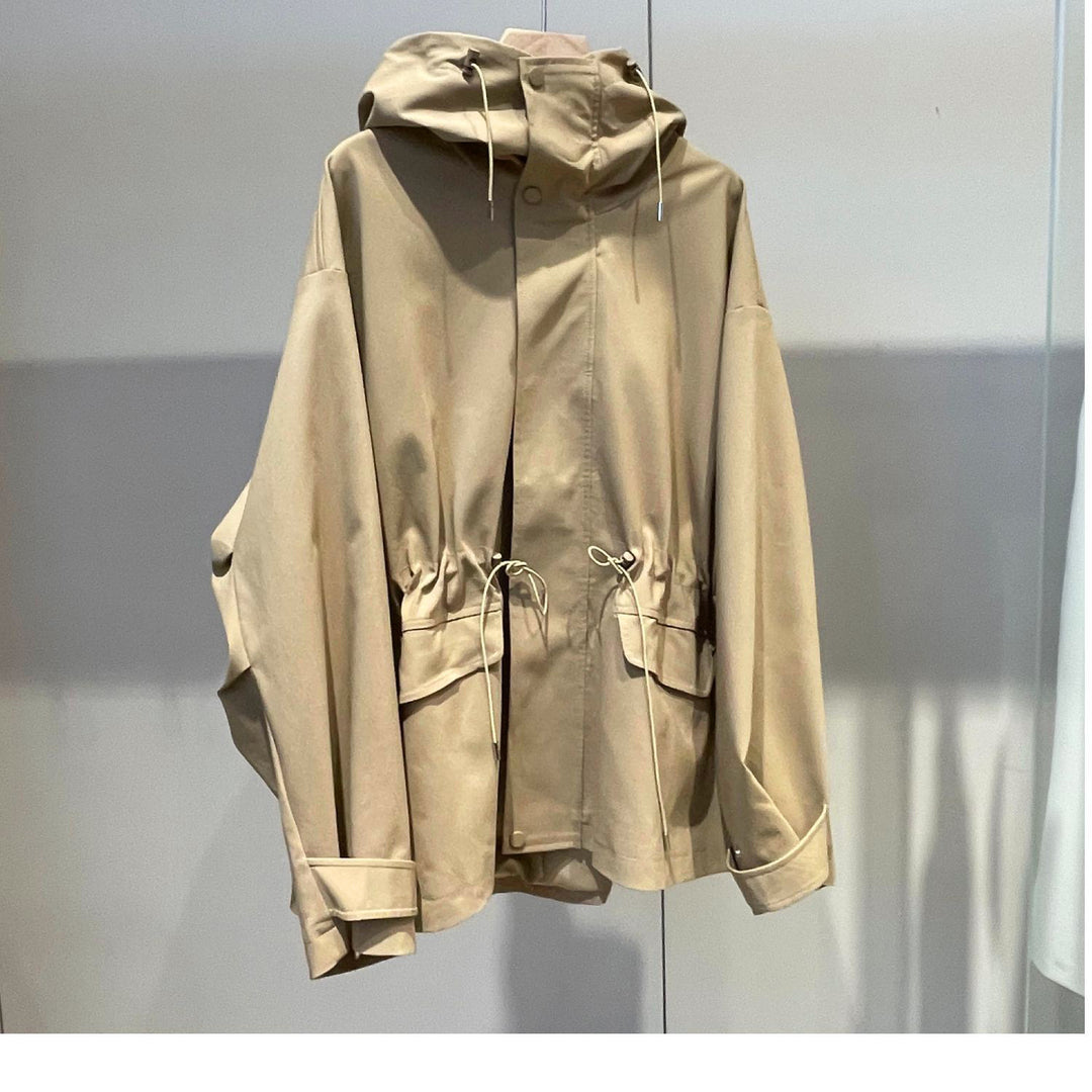 Damen Oversize-Kapuzenjacke mit Tunnelzug, Pattentaschen und Zwei-Wege-Reißverschluss Nord Taschen