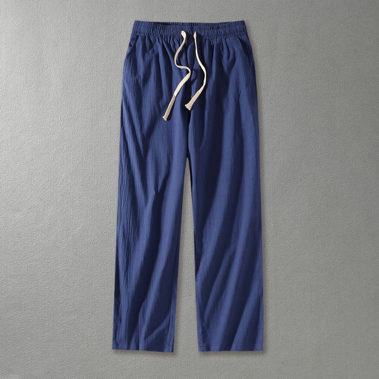 Herren Leinenhose mit elastischem Bund und Tunnelzug geradem Bein Nord Taschen