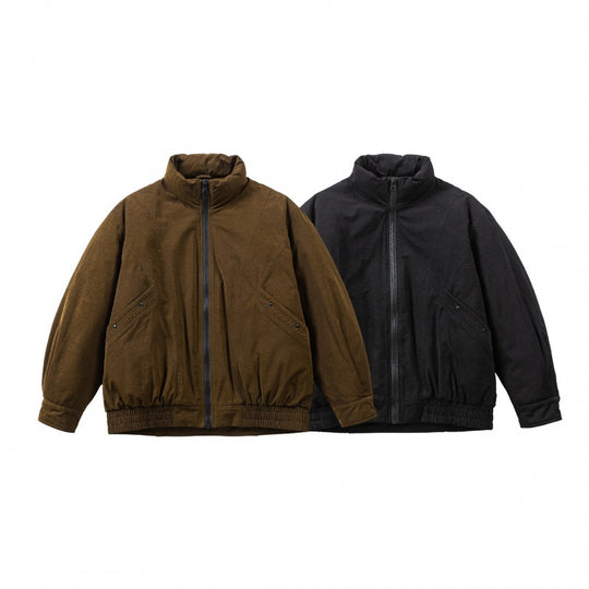 Herren Oversized Bomberjacke aus Veloursleder‑Optik mit hohem Stehkragen und elastischem Saum Nord Taschen