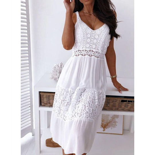 Damen Sommerkleid mit eleganten Spitzenakzenten und luftiger Passform