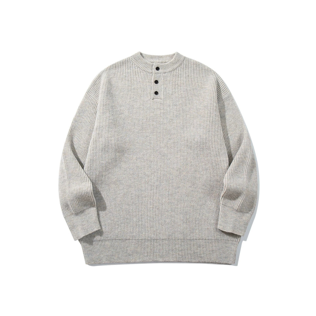 Herren Grobstrick-Henleypullover mit halber Knopfleiste und Rippbündchen Nord Taschen