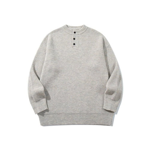 Herren Grobstrick-Henleypullover mit halber Knopfleiste und Rippbündchen Nord Taschen