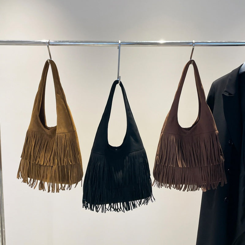 Damen Schultertasche mit Fransen Nord Taschen