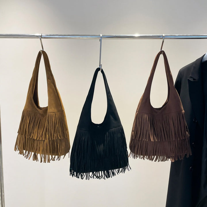 Damen Schultertasche mit Fransen Nord Taschen