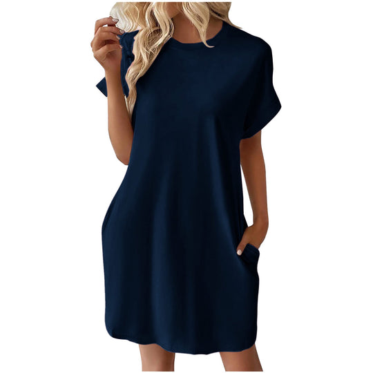 Damen lässiges T-Shirt Kleid mit praktischen Taschen