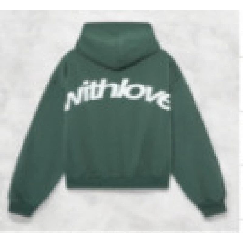 Unisex Oversized Kapuzenpullover mit großem Rückenprint und weichem Fleece Innen Nord Taschen