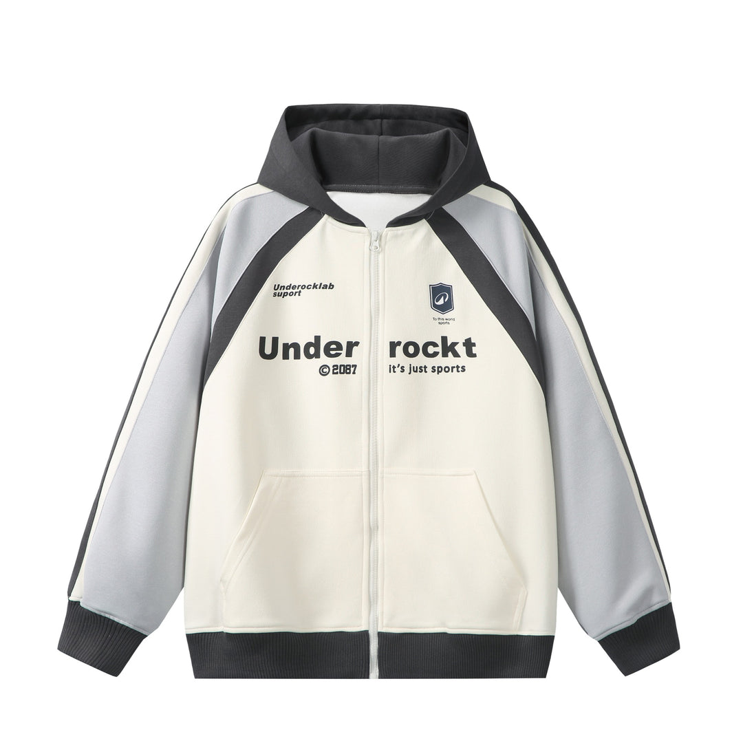 Unisex Kapuzen‑Zipjacke im Retro‑Sportstil mit Colorblock‑Einsätzen und Kängurutasche Nord Taschen