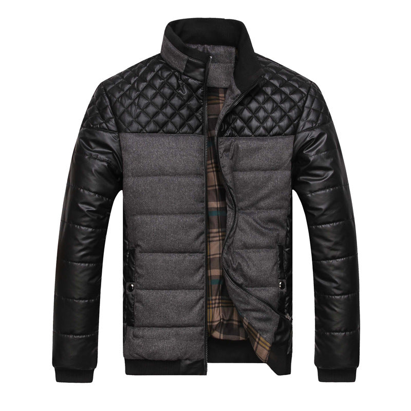 Herren Steppjacke im Material-Mix mit gesteppter Schulterpartie und Karofutter Nord Taschen