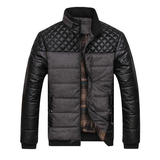 Herren Steppjacke im Material-Mix mit gesteppter Schulterpartie und Karofutter Nord Taschen
