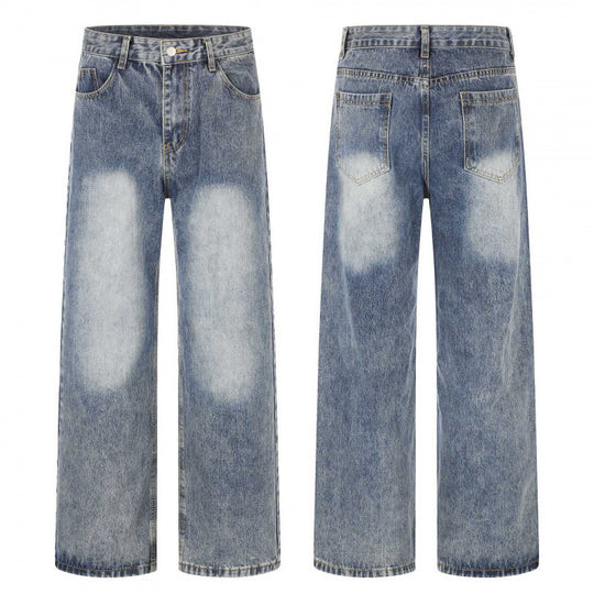 Damen Highwaist Weite-Jeans im Wide‑Leg-Schnitt mit Used‑Effekt und heller Kniebleiche Nord Taschen