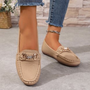 Damen nan elegante Mokassin-Slipper mit Zierkettchen und gepolstertem Komfortfußbett Nord Taschen