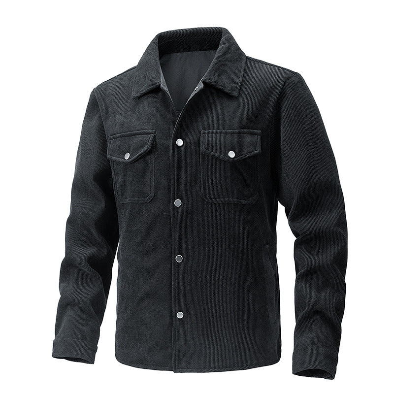 Herren Cordjacke mit Kentkragen, Brusttaschen und Druckknopfverschluss Nord Taschen