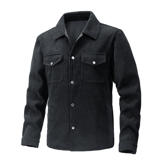 Herren Cordjacke mit Kentkragen, Brusttaschen und Druckknopfverschluss Nord Taschen